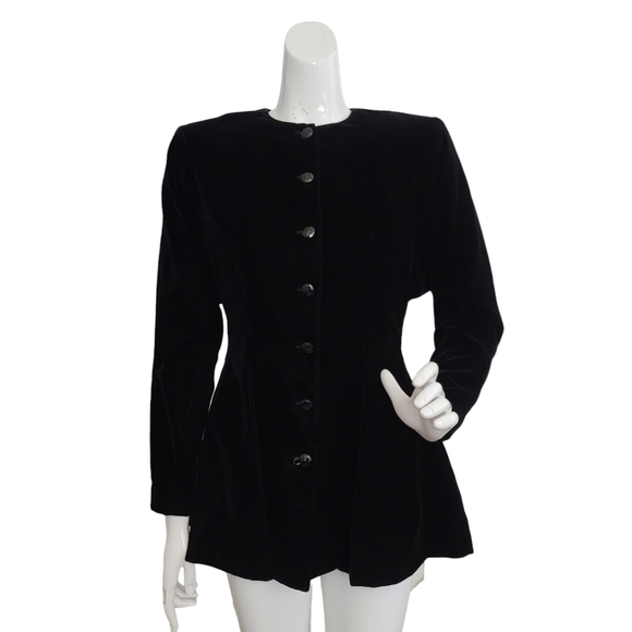 CHARTER CLUB vintage black velvet bow fit and flare jacket - Picture 1 of 6